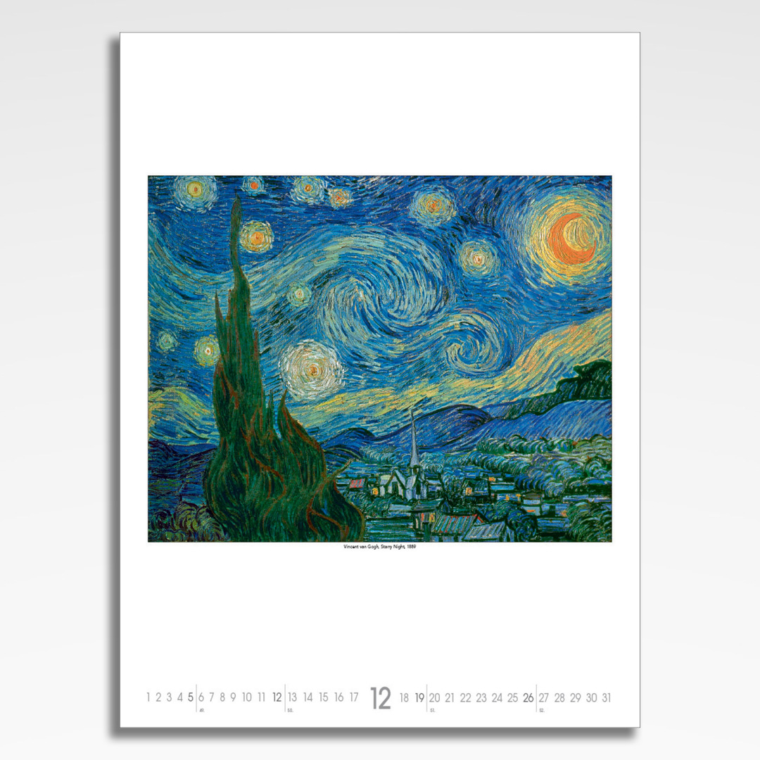 Kalendarz wieloplanszowy Vincent van Gogh (20szt.) - 15 kalendarz wieloplanszowy vincent van gogh, plansza grudzień z grafiką tematyczną