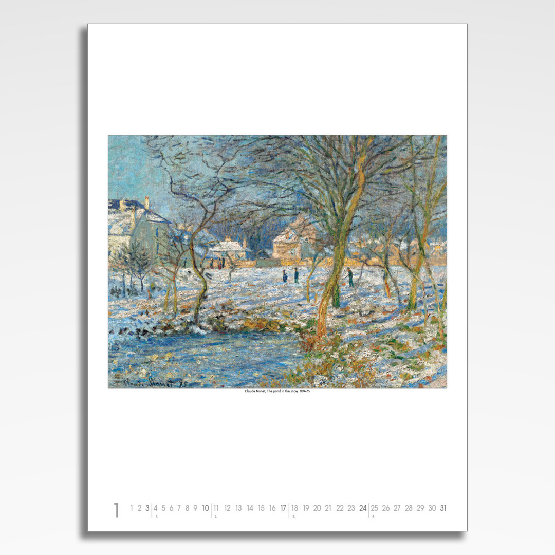 Kalendarz wieloplanszowy Claude Monet (20szt.) - 4 kalendarz wieloplanszowy claude monet, plansza styczeń z grafiką tematyczną