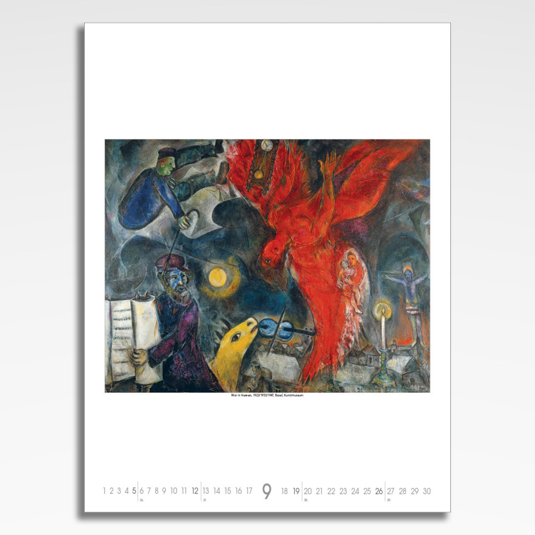 Kalendarz wieloplanszowy Marc Chagall (20szt.) - 12 kalendarz wieloplanszowy marc chagall, plansza wrzesień z grafiką tematyczną