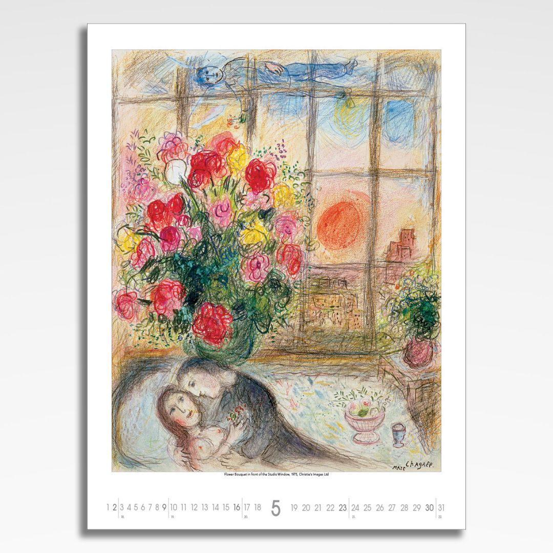 Kalendarz wieloplanszowy Marc Chagall (20szt.) - 8 kalendarz wieloplanszowy marc chagall, plansza maj z grafiką tematyczną