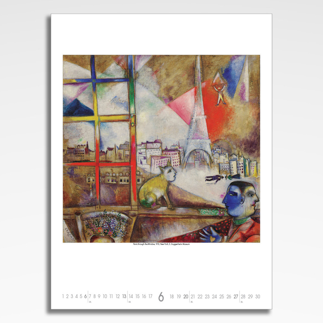 Kalendarz wieloplanszowy Marc Chagall (20szt.) - 9 kalendarz wieloplanszowy marc chagall, plansza czerwiec z grafiką tematyczną