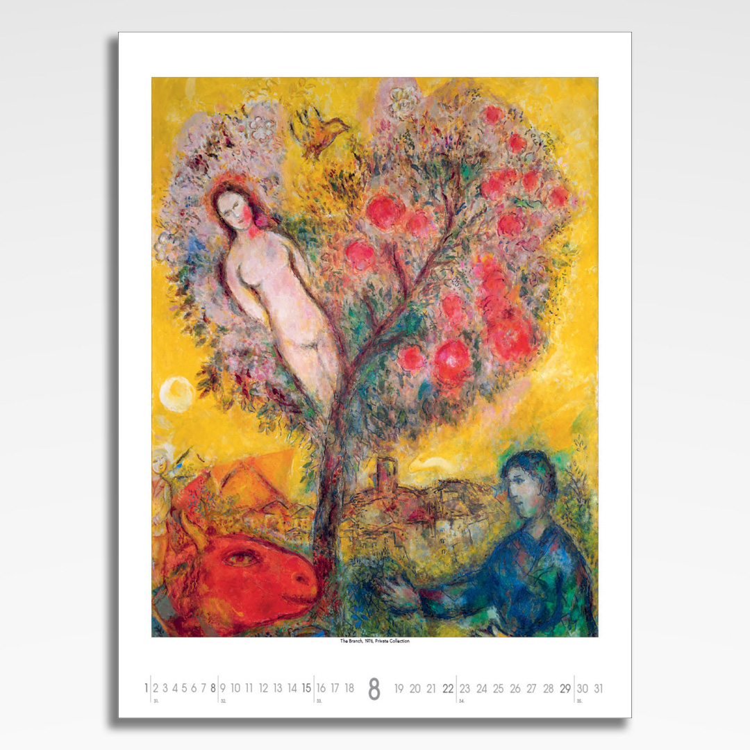 Kalendarz wieloplanszowy Marc Chagall (20szt.) - 11 kalendarz wieloplanszowy marc chagall, plansza sierpień z grafiką tematyczną