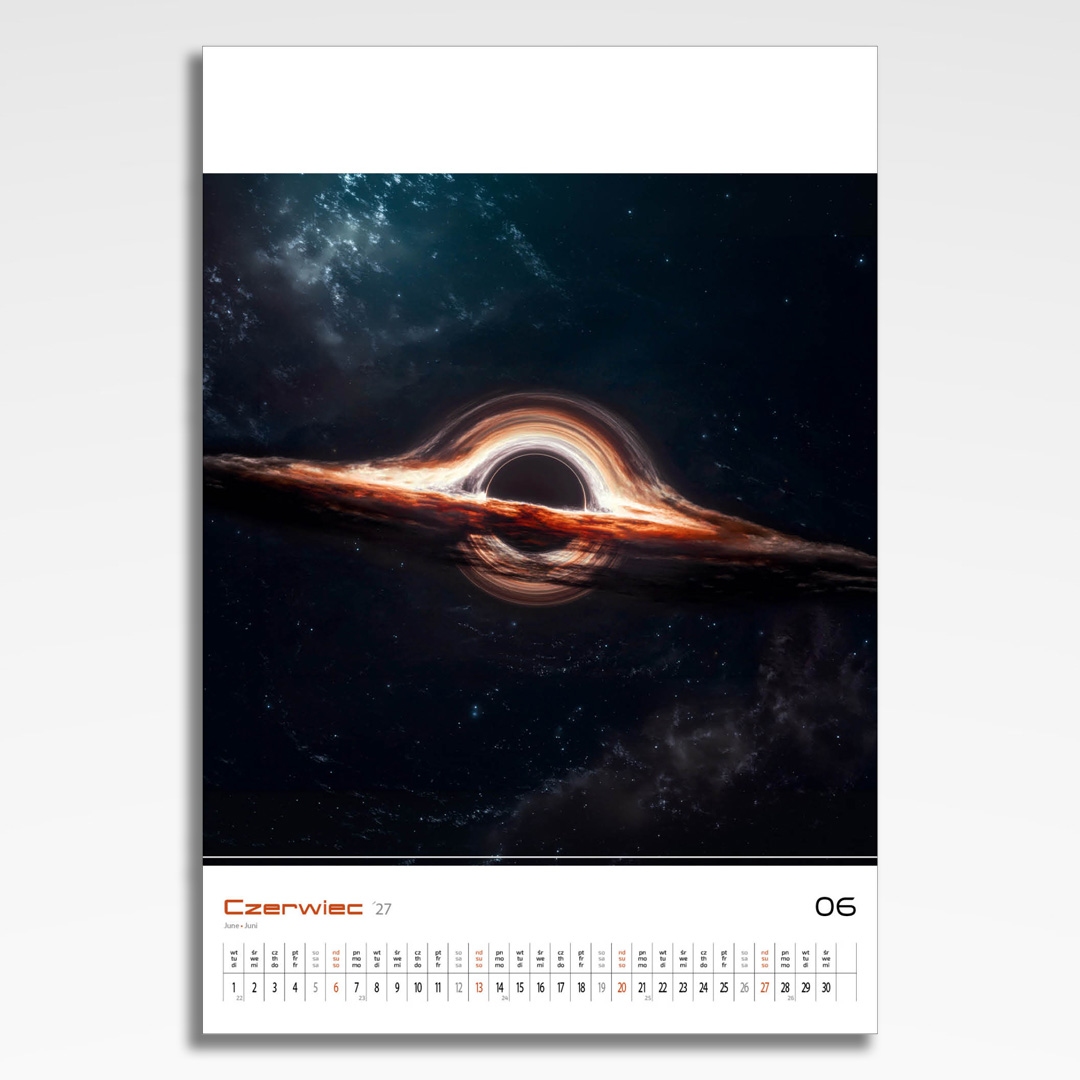Kalendarz wieloplanszowy Space (20szt.) - 9 kalendarz wieloplanszowy space, plansza czerwiec z grafiką tematyczną