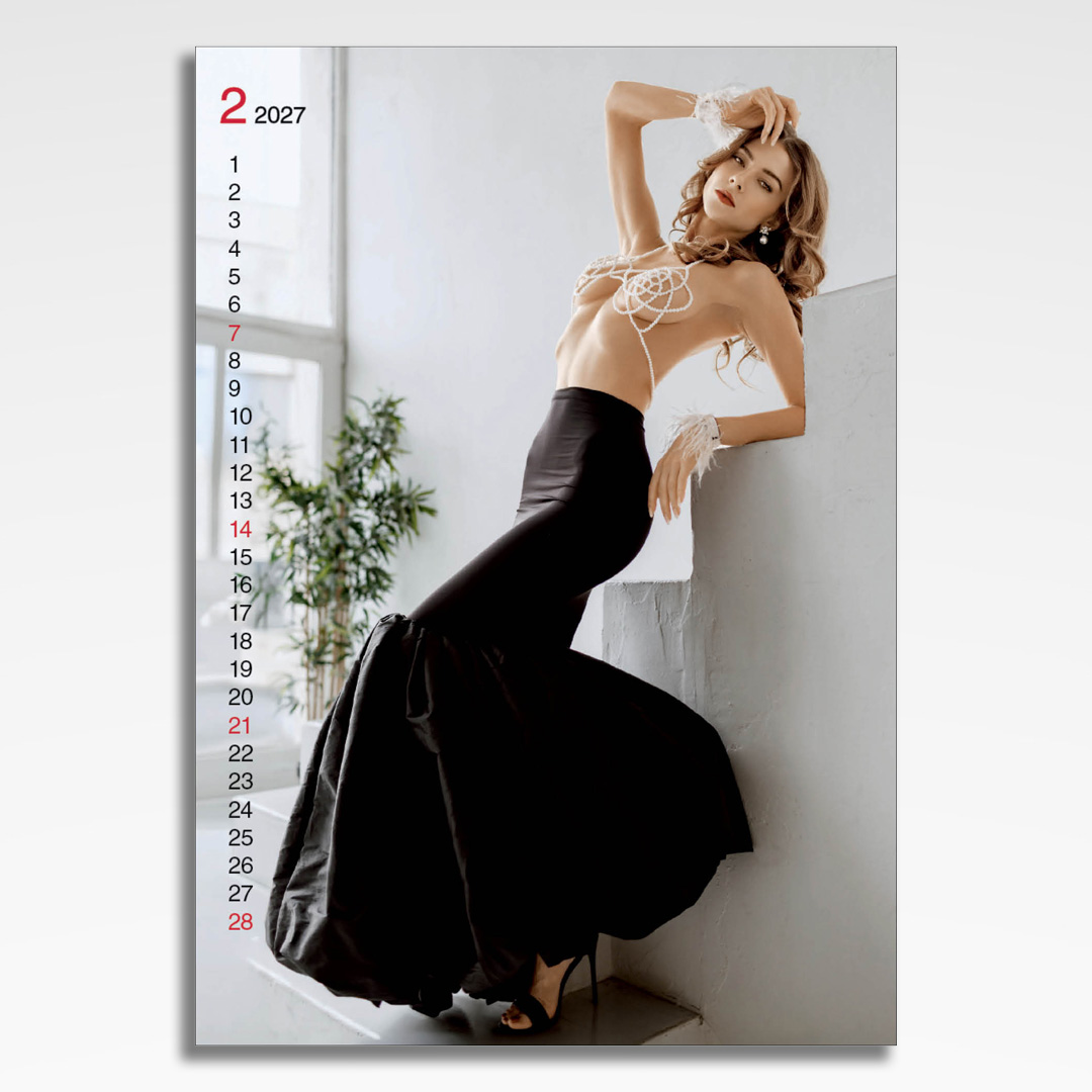 Kalendarz wieloplanszowy Glamour (20szt.) - 5 kalendarz wieloplanszowy glamour, plansza luty z grafiką tematyczną