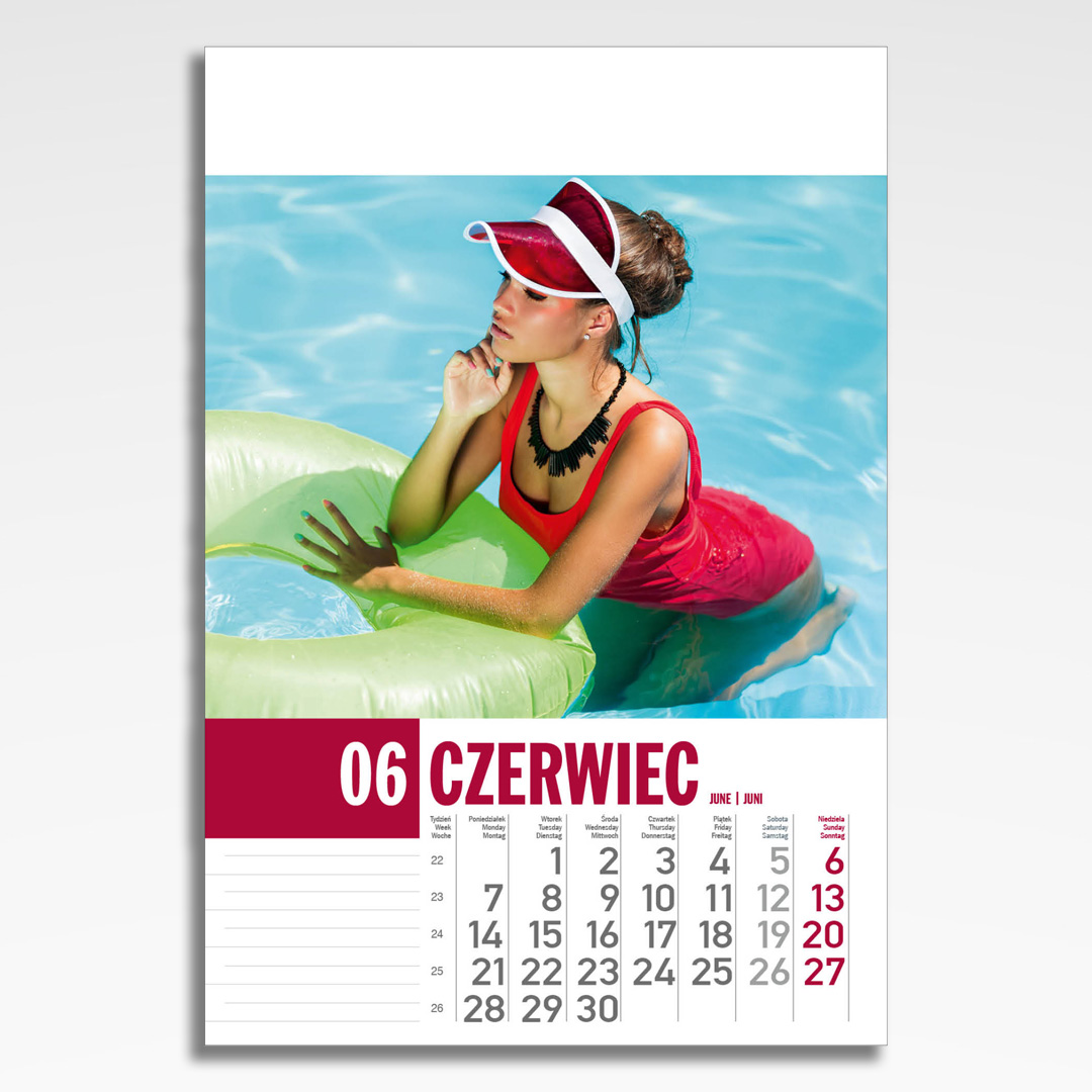 Kalendarz wieloplanszowy Sporties (20szt.) - 9 kalendarz wieloplanszowy sporties, plansza czerwiec z grafiką tematyczną
