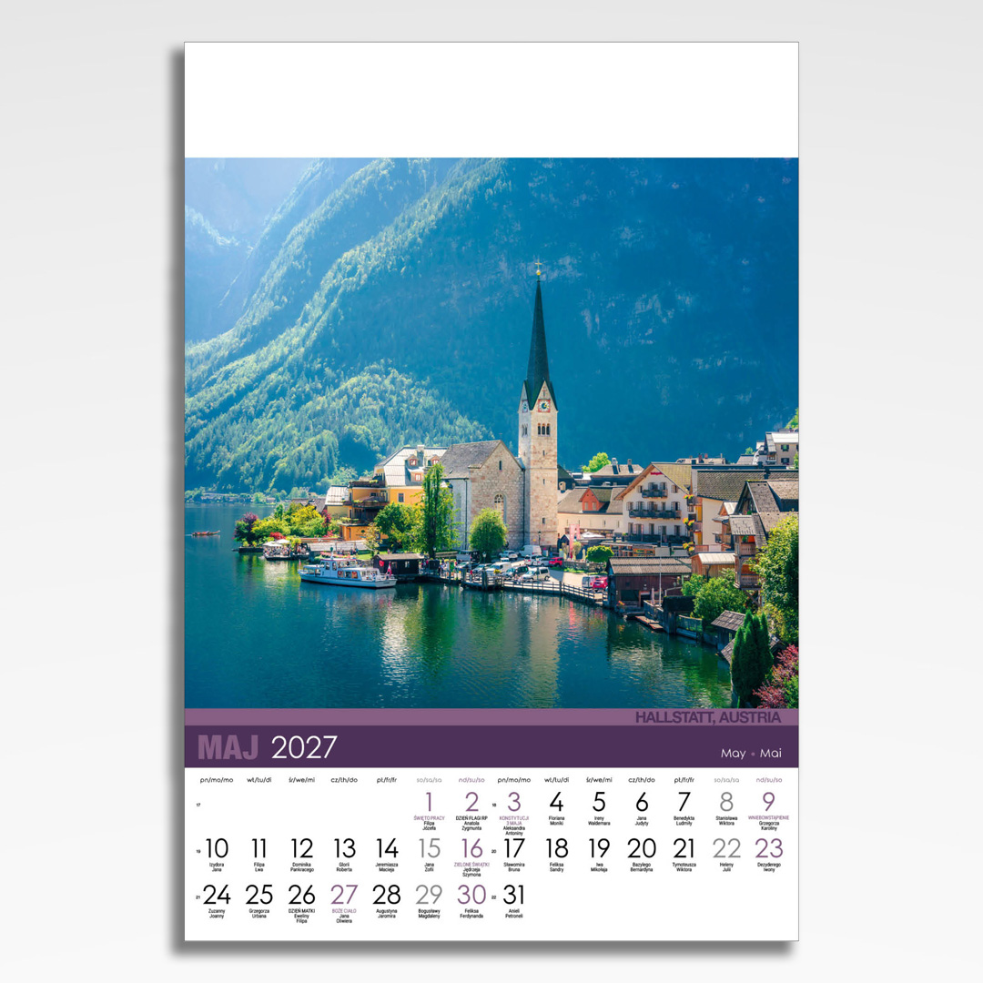 Kalendarz wieloplanszowy Europa (20szt.) - 8 kalendarz wieloplanszowy europa, plansza maj z grafiką tematyczną