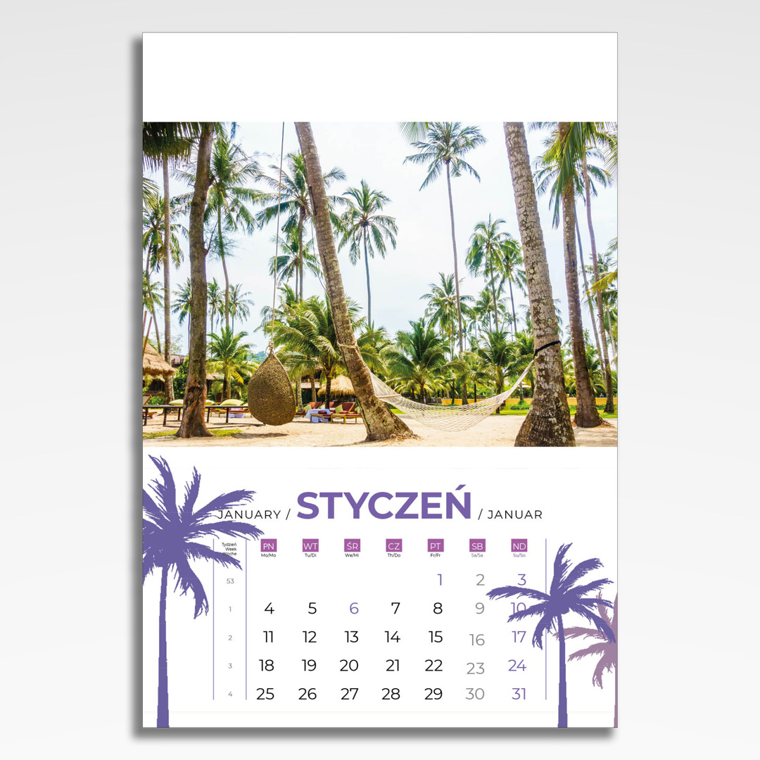 Kalendarz wieloplanszowy Sny Lata (20szt.) - 4 kalendarz wieloplanszowy sny lata, plansza styczeń z grafiką tematyczną